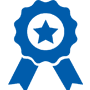 A scalloped circle with a star in the middle and two ribbon tails to reflect high standards.
