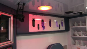 Dual LED lighting (white/red) for night time transports