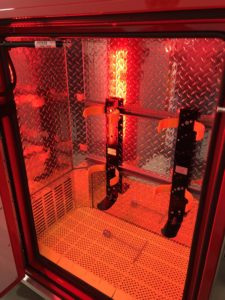 Red compartment lighting with integrated tool and SCBA storage